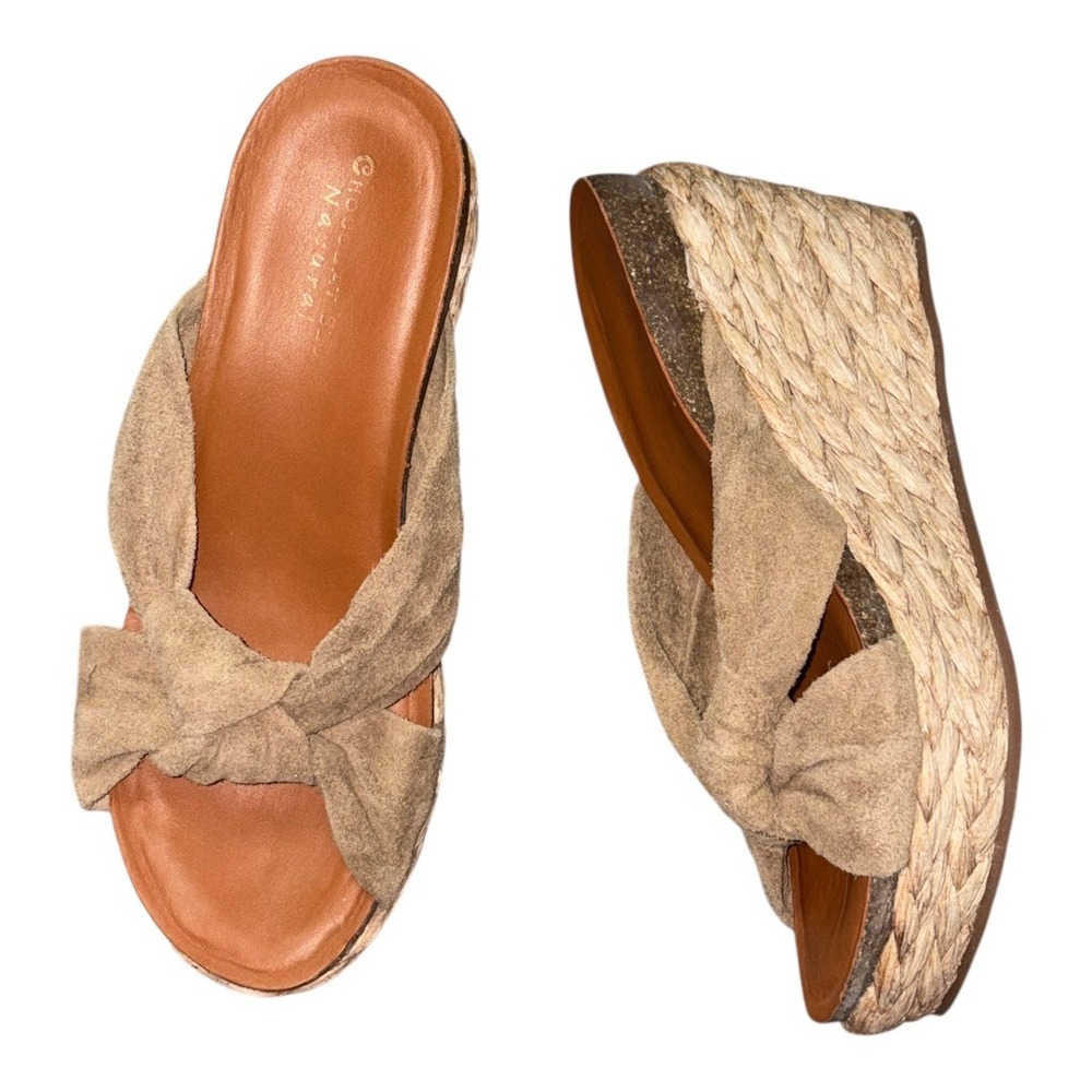 Chocolat Blu Natural Elly Wedge Espadrille Sandals Platform‎ sz 41 US 10